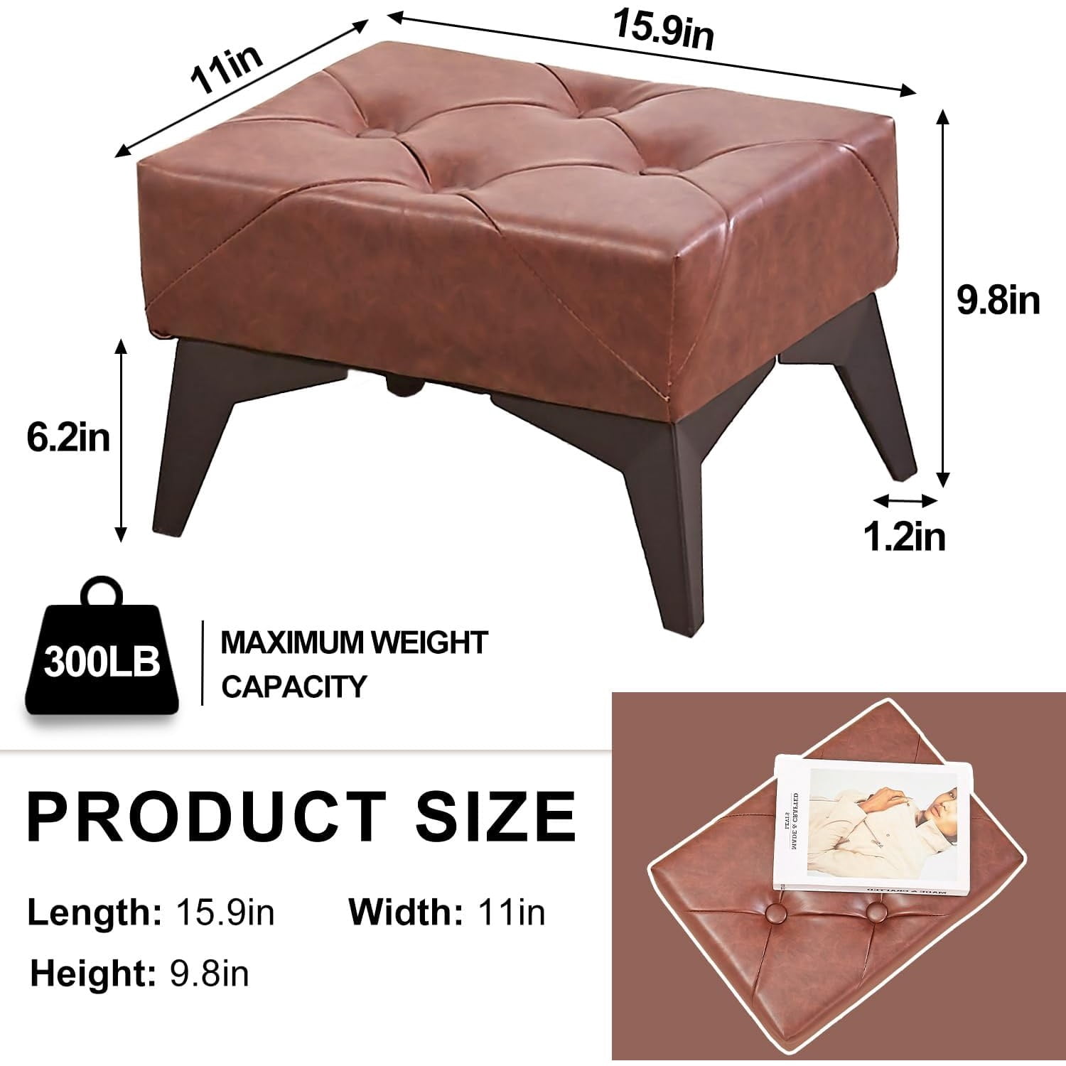 Soft Footrest Ottoman, Sofa Footstool Extra Seating for Living Room Entryway Bedroom Coffee