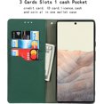 thumbnail image 5 of Fit for Google Pixel 6 Genuine Leather Wallet Case with RFID Blocking Card Holder,Headset Winder,Flip Folio Magnetic Closure,Kickstand,Wrist Strap Cover Case for Google Pixel 6,6.4",Deep Green, 5 of 14