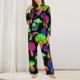 thumbnail image 3 of Bingfone Womens Pajama Sets Bright Mushrooms Print,Long Sleeve Loungewear Pajamas Set-Large, 3 of 9