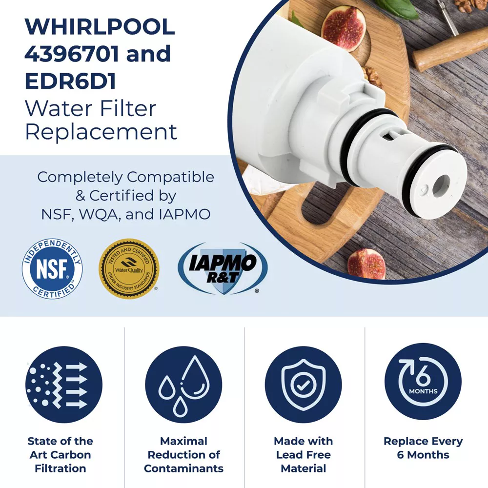 PURELINE 4396701 Replacement for Whirlpool Everydrop Filter 6, EDR6D1, Kenmore 9915, 469915, WF293, LC200V, L200V Refrigerator Water Filter (3 Pack)