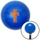 Bouton de Changement de Vitesse en Flocons de Métal Bleu Croix Chrétienne Orange avec M16 x 1,5 Insert Levier de Vitesses Brody – image 1 sur 1