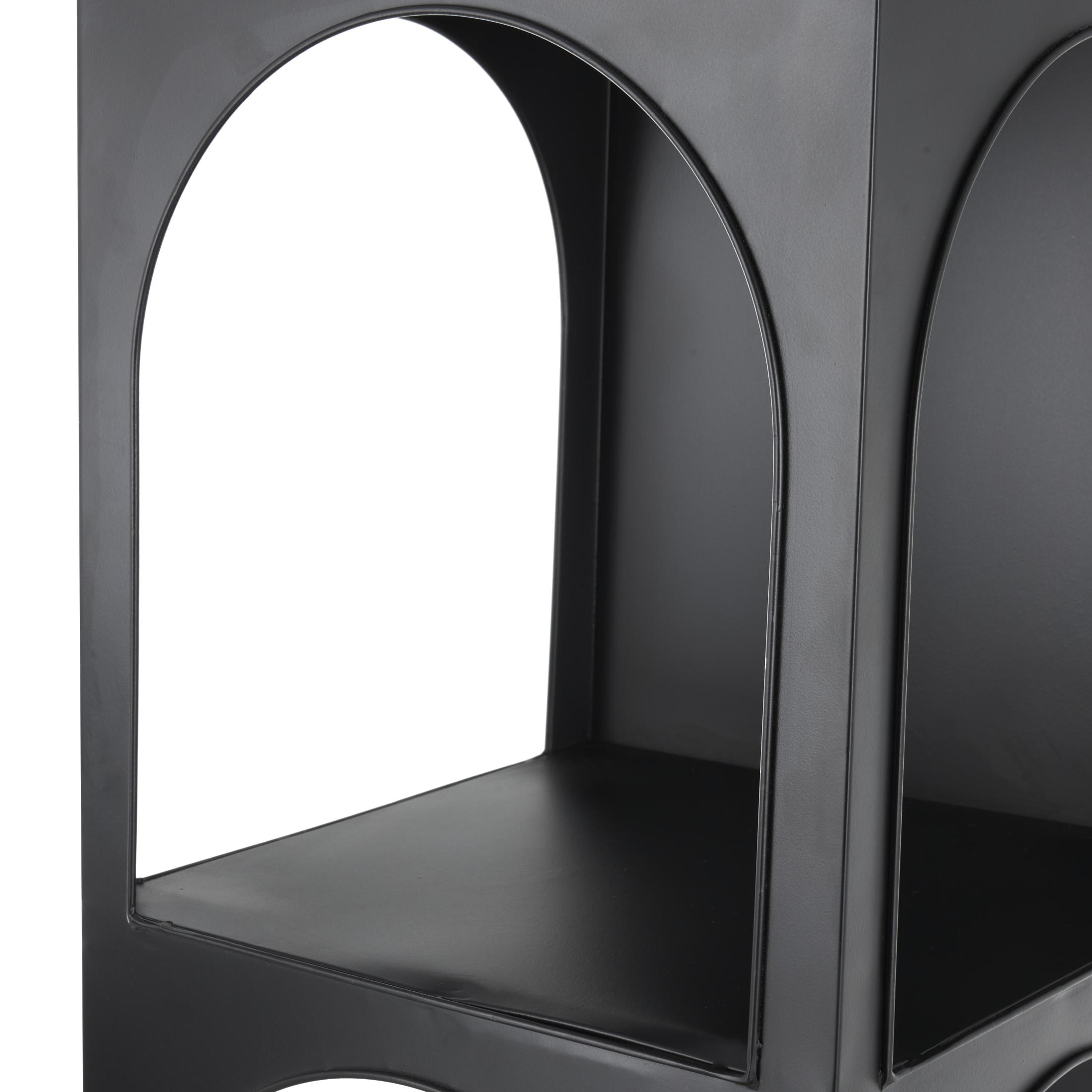DecMode 47", 33"H Black Metal 5-Tier Shelving Unit with Arched Openings, 2-Pieces