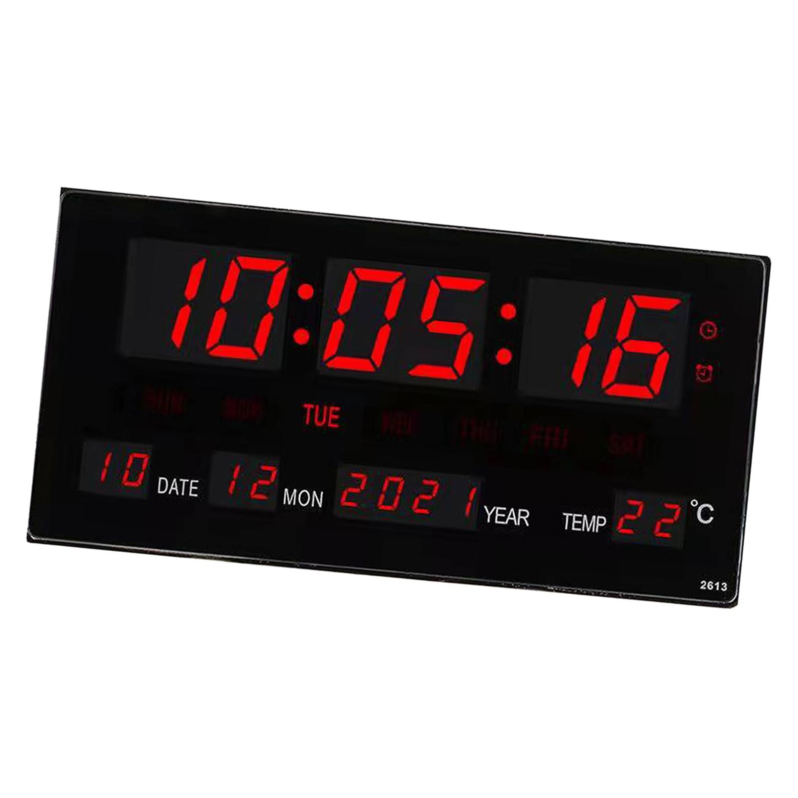 Red LED Digital Jumbo Wall Calendar Temp Humidity alarm Clock Wall Temperature 