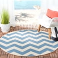 thumbnail image 3 of Safavieh Courtyard Bailey Chevron Indoor/Outdoor Area Rug, Blue/Beige, 6'7" x 6'7" Round, 3 of 11