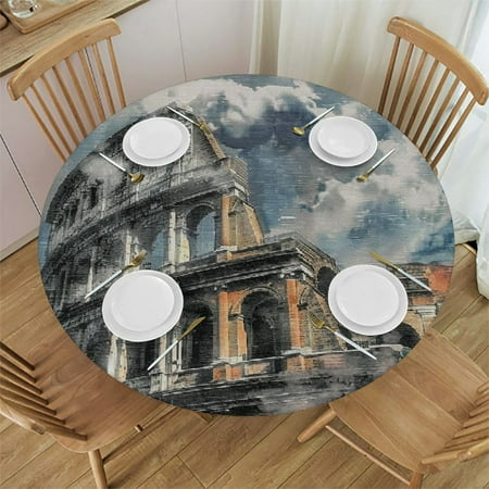 

Patifu Matte Drawing Round Table Cover Stain Resistant Washable 100% Polyester Fiber for Indoor Outdoor Kitchen Dining Wedding Parties Picnic 31-35