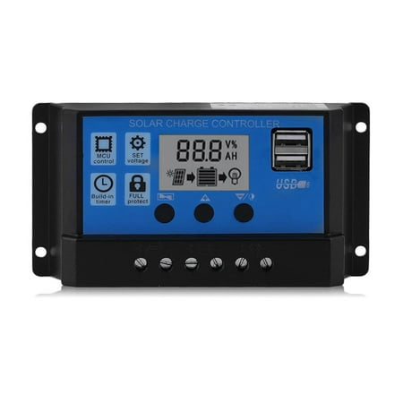 

CACAGOO 100A Solar Panel Controller Solar Recharger Controller LCD Display Screen Street Lamp System Recharge Controller PWM Recharge Management Dual USB Output Controller
