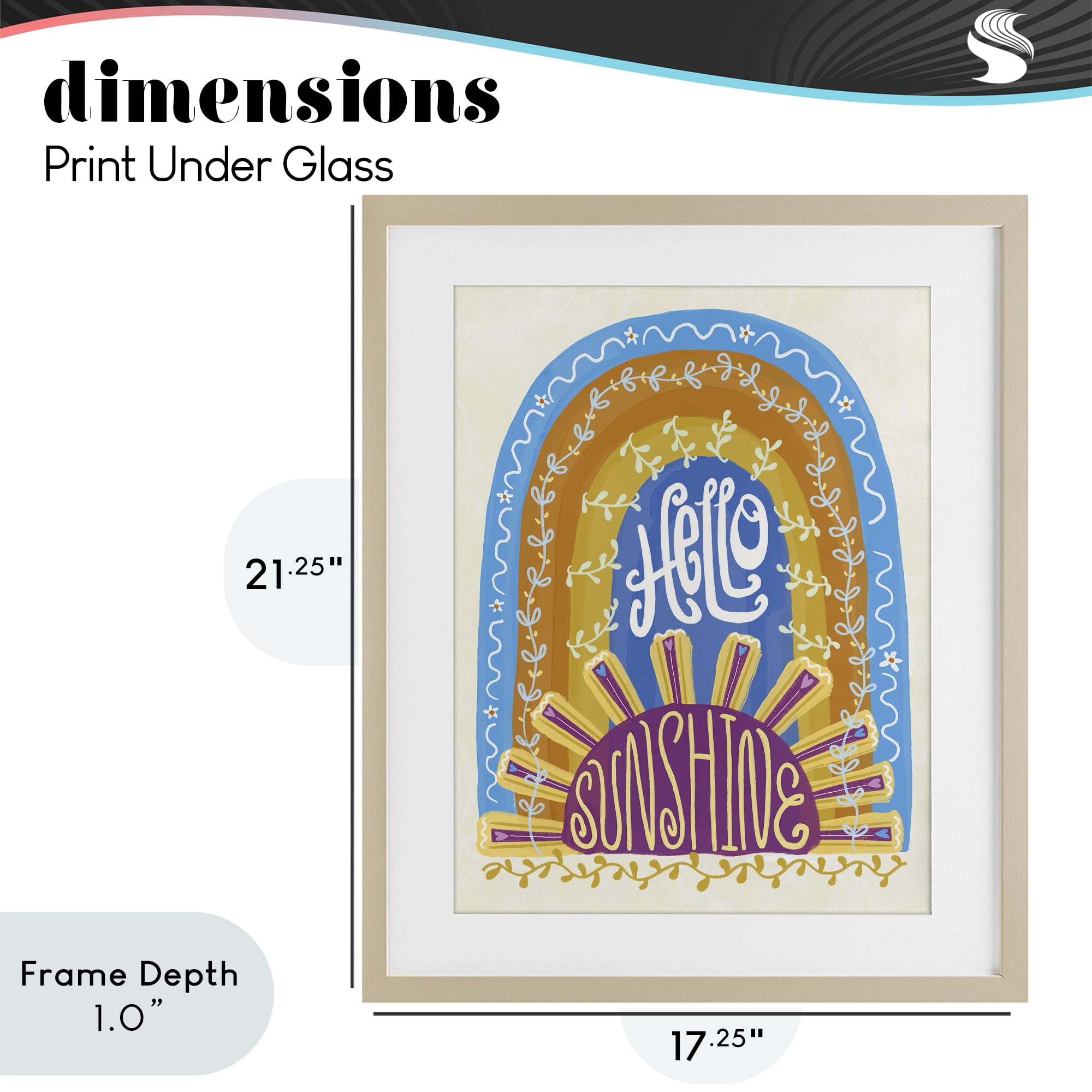 Stupell Industries Boho Hello Sunshine Birch Framed Print Under Glass, design by Connie Summers