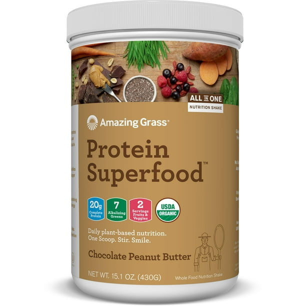 Amazing Grass Plant Protein Superfood Powder, Chocolate Peanut Butter