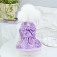 thumbnail image 2 of Tangpan Sequins Bow-Knot Pet Dance Dress Dog Christmas Party Dress (Purple, XL), 2 of 7