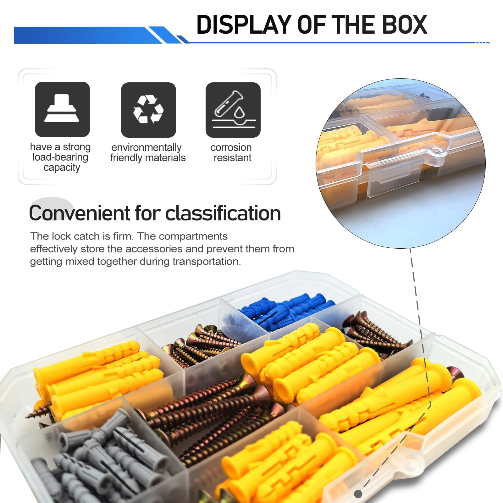 550PCS Screws and Drywall Anchors Kit, 275 Flat Head Screw and 275 Picture Hanging Anchor for Household Repairs with 8 Sizes Heavy Duty Drywall Anchors and Phillips Screw Assortment