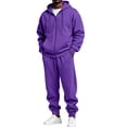 thumbnail image 2 of Men's Full Zip Jacket Set 2 Piece Fleece Lined Hoodie and Pants Casual Lounge Wear Fall Winter Warm Outfit, 2 of 7