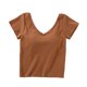 thumbnail image 1 of Tops de Manga Corta Sexy para las Mujeres, Color Sólido con Almohadilla de Pecho, Sujetador un Fondo Envuelto Pijamas, 1 of 3