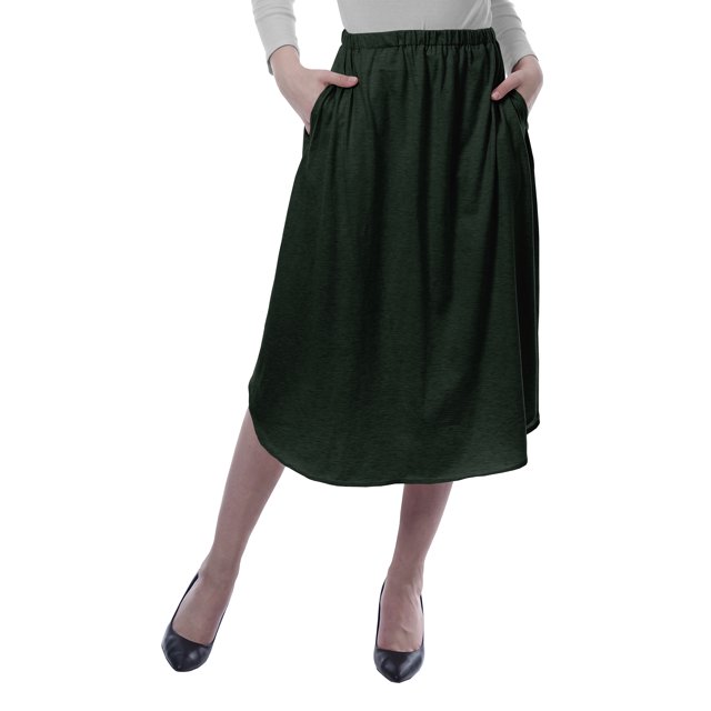 Moomaya Femmes Jupe W / Poches Taille Élastique Jupes d'Été Fluides Solides