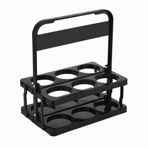 Stcellnmex Portable Drink Carrier, Plastic Foldable Cup Holder with Handle, Reusable for Delivery, Catering, Black, 1 Pc