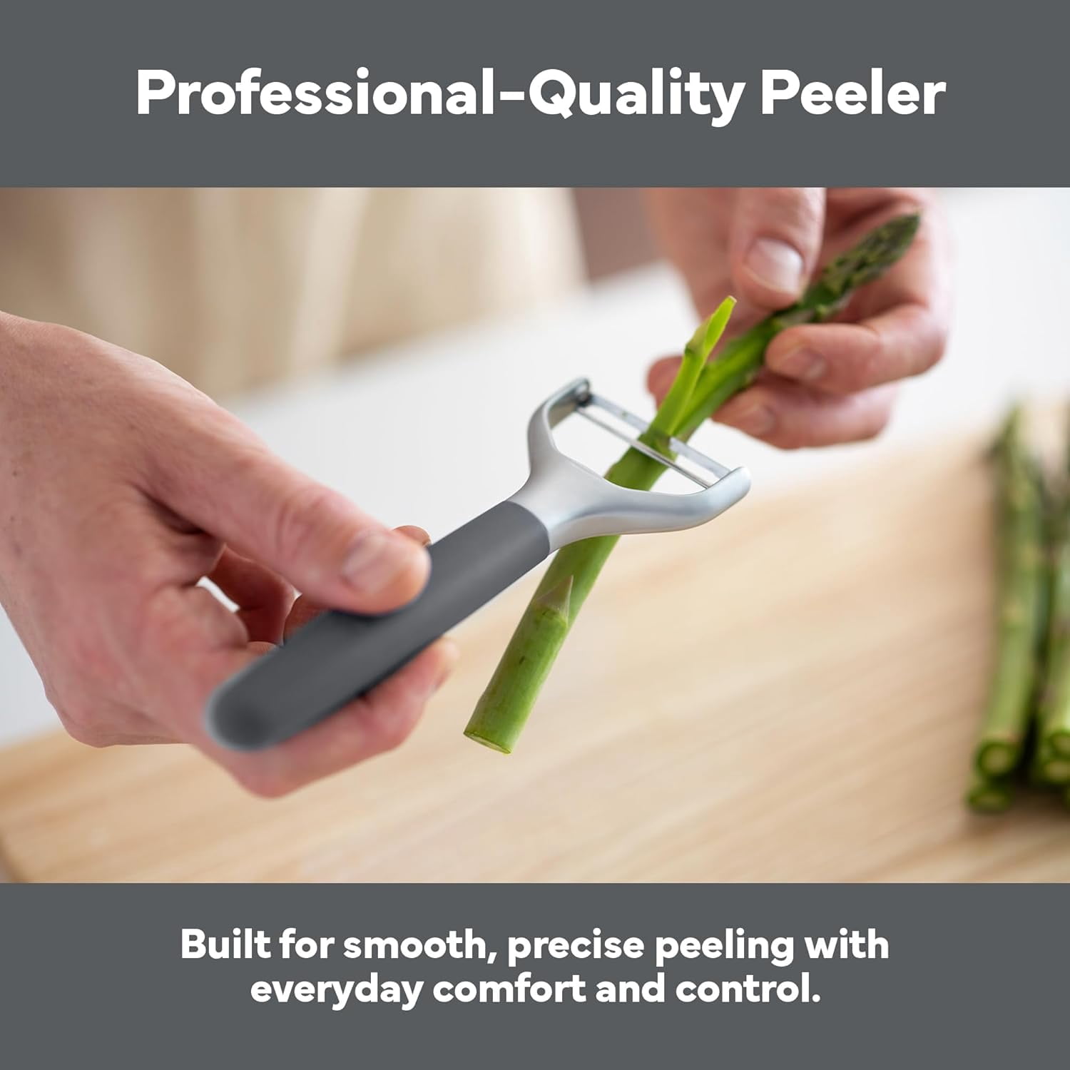 JJEAN-Stainless Steel Vegetable Peeler - Dishwasher Safe Y Peeler - Easy to Use with Potatoes, Cabbage, Carrots, and More - Progessional Grade Kitchen Tool - Gray