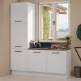 thumbnail image 2 of Madesa Ensemble d'Armoires de Rangement de Garage 70 Po L avec 5 Portes, Compartiments Multiples, Organisation Modulaire, Garde-Manger, Armoire de Base, Placard Mural - Blanc, 2 of 10