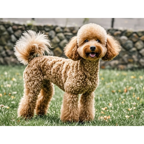 Diamond Art Brown Poodle Grassland 5D Diamond Painting DIY Kits Full Round Drill Rhinestones Crystal by Number Embroidery Arts and Crafts for Living Room Bedroom Home Wall Decor 12x16 inch