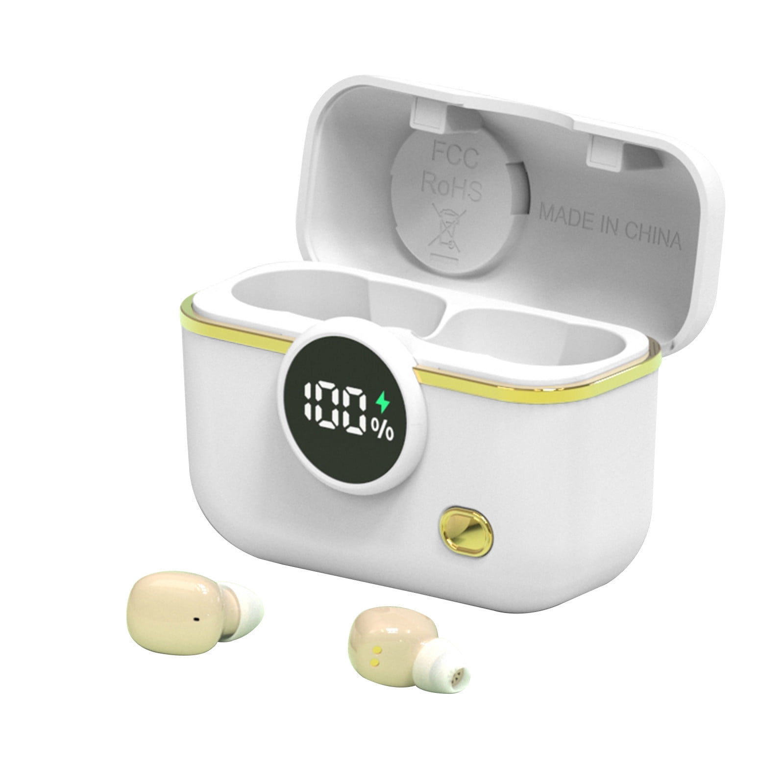 Bluetooth Headphones True Wireless Earbuds 60H Playback LED Power Display Earphones with Wireless Charging Case IPX5 Waterproof in-Ear Earbuds with Mic for Smart Phone Laptop TV Computer Sports