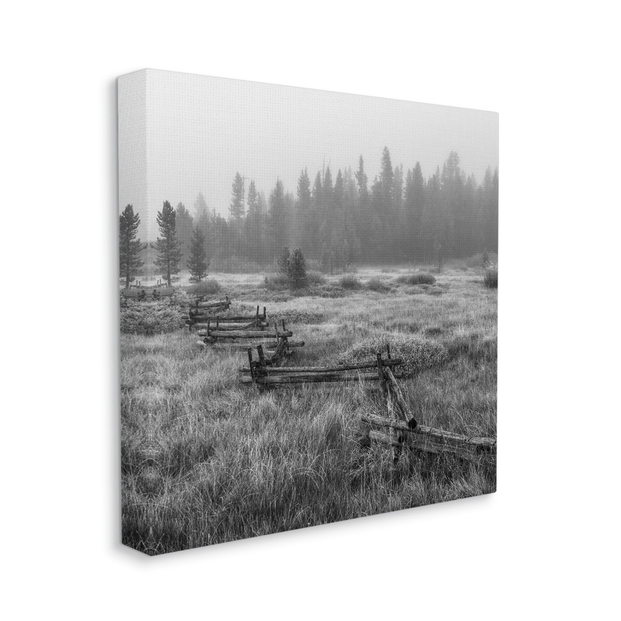 Stupell Industries Dark Countryside Fence Photography Landscape Photography Gallery Wrapped Canvas Print Wall Art