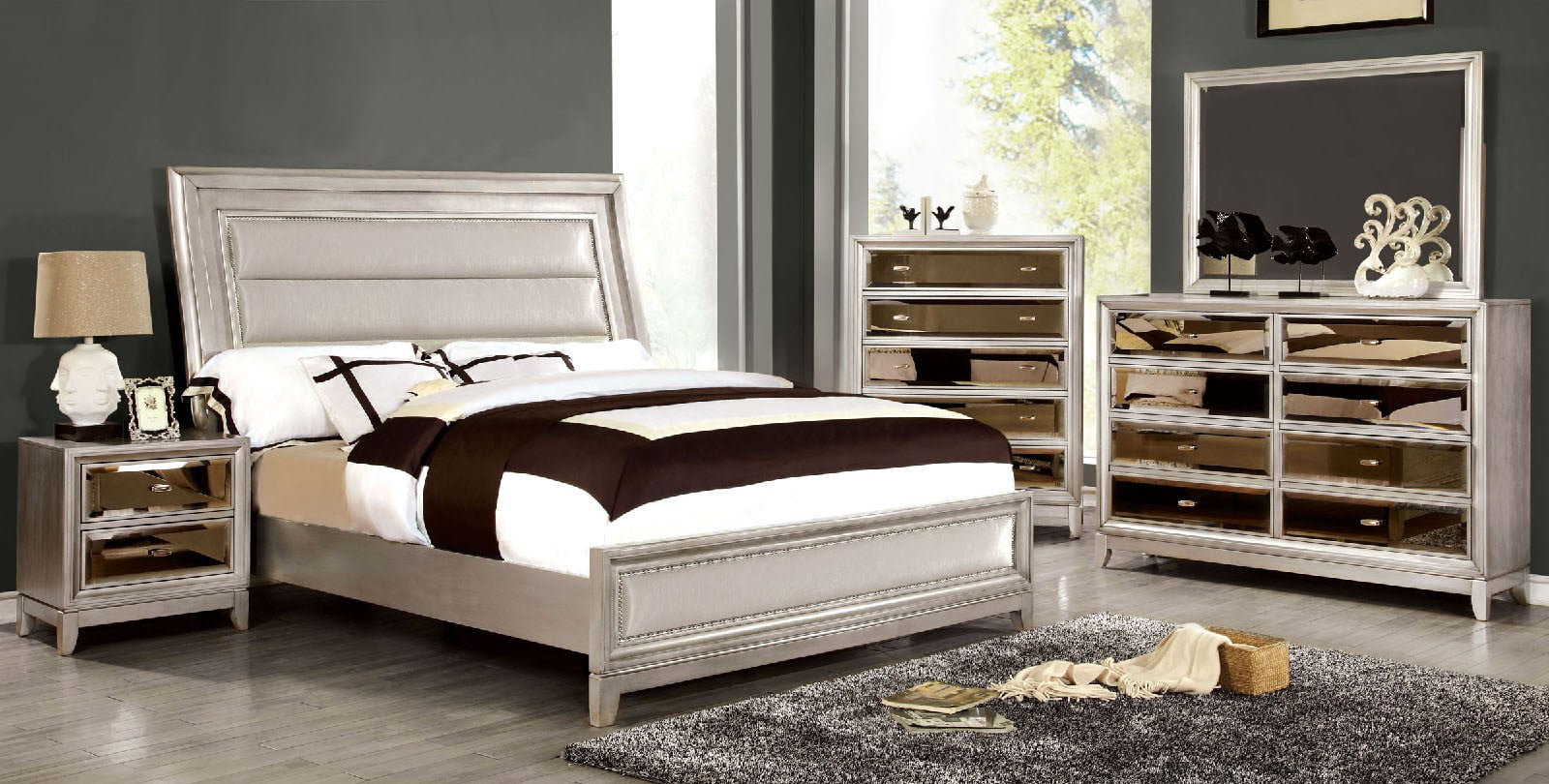 contemporary silver set bedroom furniture