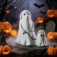 thumbnail image 4 of Liamobondopolis Whimsical Ghost Dog Resin Figurine with Leashed Mini Floral Ghost for Halloween Tabletop Fireplace Mantel Fall Seasonal Decor 6.1 In, 4 of 5