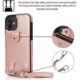 thumbnail image 5 of Necklace Crossbody Case for iPhone 12 Mini,PU Leather Wallet Lanyard Case Cover with Card Holder Adjustable Detachable Anti-Lost Neck Strap Case for iPhone 12 Mini,5.4",Pink, 5 of 13