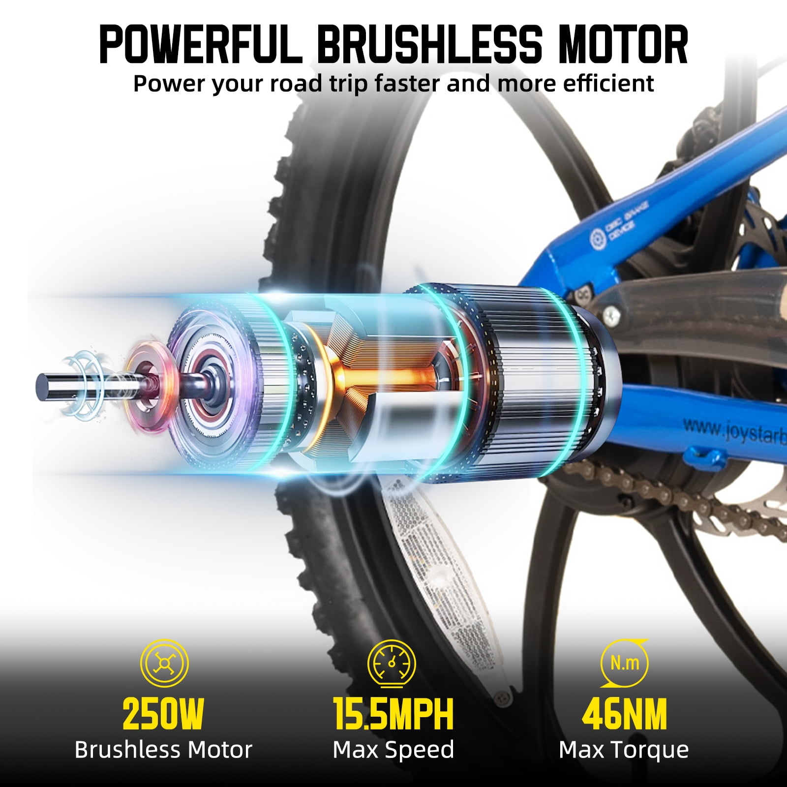 JOYSTAR Electric Bike for Teenagers, Ages 7+ with 250W Brushless Motor, 15 Miles 15MPH Electric Mountain Bicycle with Removable Battery, Multiple Colors