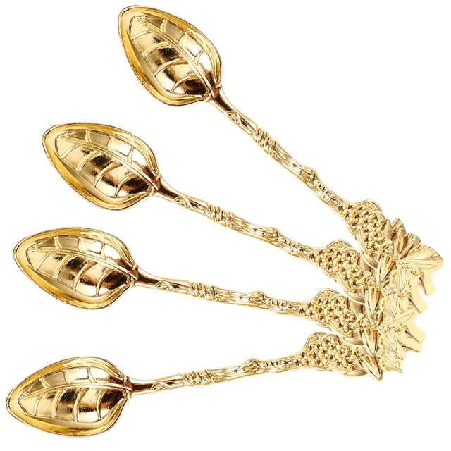 UPOUART 4Ud Cucharas De Café Vintage Doradas Grabadas Para Uso En Postres Y Té