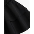 thumbnail image 5 of Black Knit & Woven Patchwork V-Neck Ruffle Backless Mini Dress, Ruched Waist, Elegant Vacation Casual Wear, 5 of 5