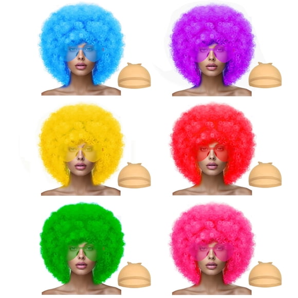 Pelucas cortas de color Bob con flequillo, 6 piezas de la serie Fruit Beach, peluca de cosplay con gafas de sol sin montura en forma de corazón, postizos para disfraz de Halloween de neón, peluca, dec