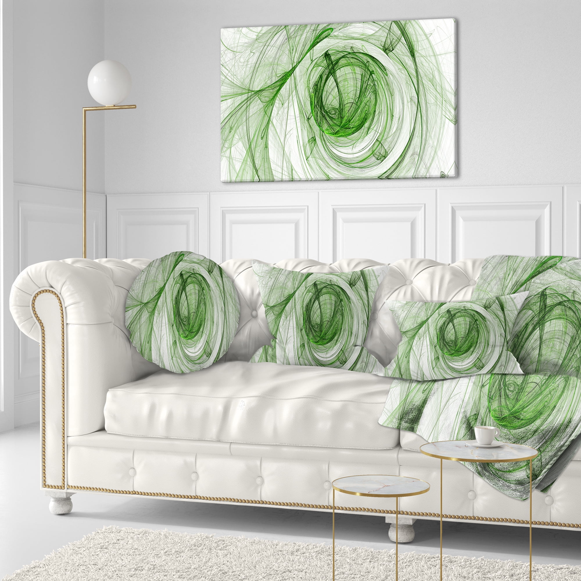 Designart Ball of Yarn Green Spiral - Abstract Throw Pillow - 12x20