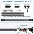 thumbnail image 6 of VEGCOO Tension Curtain Rod 51-148 In(4.25-12.33 ft), Rod Rust-free No Drilling Shower Curtain Rod, Outdoor Curtain Rods for Patio for Window Room Divider Closet Rod Adjustable Black, 6 of 8