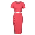 thumbnail image 3 of LilyLLL Womens Short Sleeve Crop Top High Waist Skirt Bandage Dress Outfit, 3 of 5