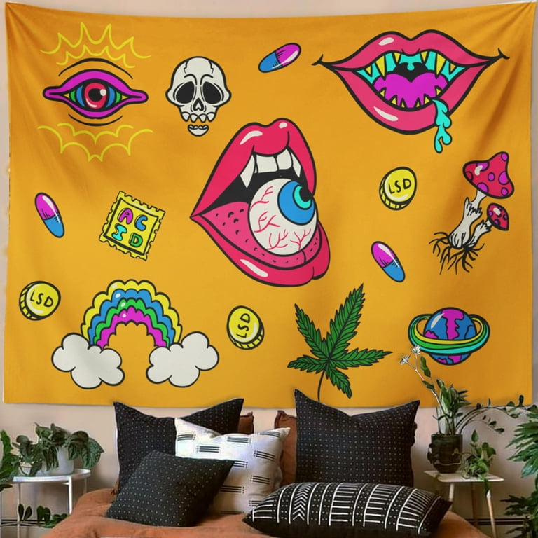 LALILO 4 Pcs Rainbow Acid Tapestry Psychedelic Wall Hanging for Living Room Tablecloth Dorm 80 x60 Walmart
