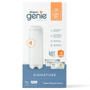 Diaper Genie Signature Gift Set, Pail with 48 Bags, Infant, White