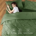 thumbnail image 3 of SONORO KATE King Comforter Set, 7 Pieces Bedding Sets for All Season, Bed in a Bag with Pleated Comforter - Flat Sheet & Fitted Sheet - Pillowcases & Shams, Olive Green, 3 of 6
