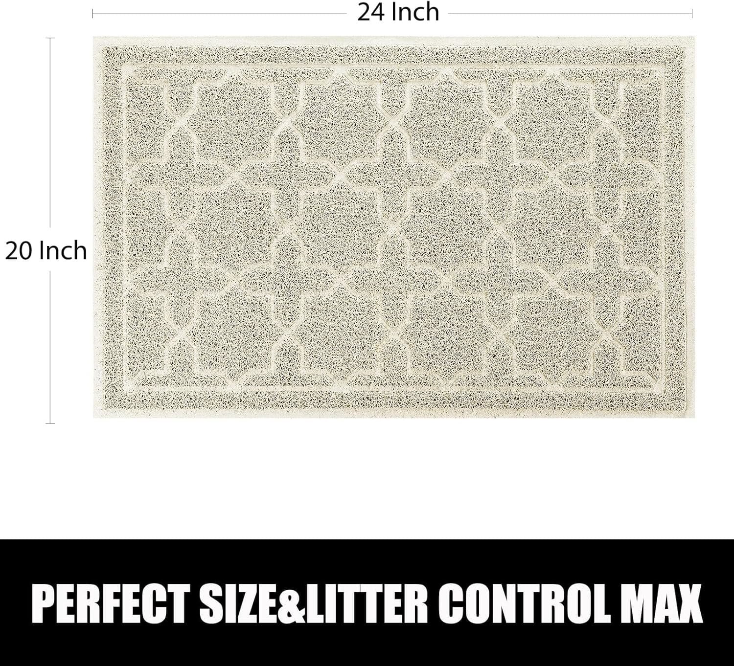 Litter Mat, 24"x20" Litter Mat with Litter Lock Mesh, Soft  Litter Mat Litter Trapping Mat, Easy to Clean, Non-Slip, Water Resistant, Litter Free Floors, Beige