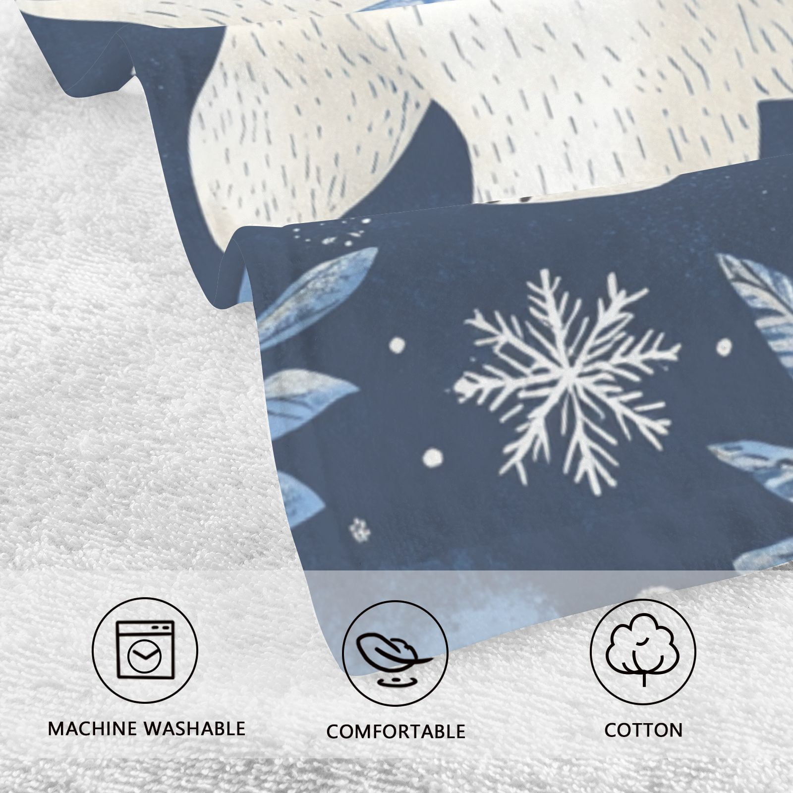 Leaves Polar Bears Hand Towels Cotton Bath Towels Large Face Towels Absorbent for Bathroom 2 Packs