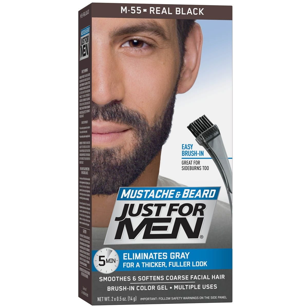 Just For Men Color Gel Mustache and Beard M-55 Real Black 1 Each 2 Pack