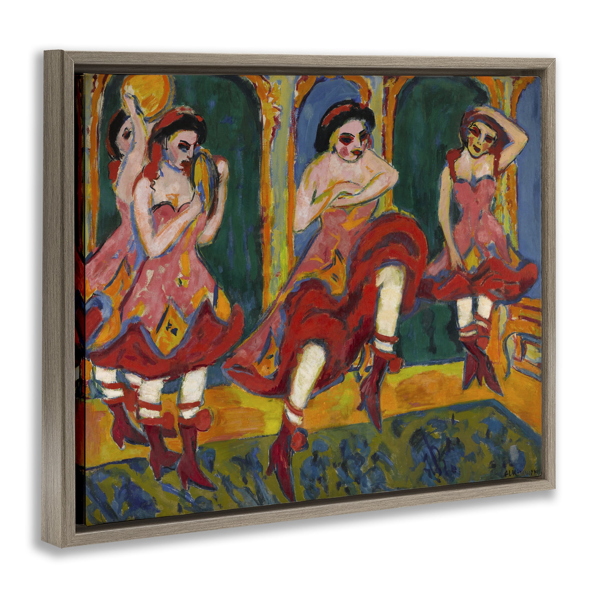 Stupell Industries Classic Czardas Dancers People Painting Brown Floater Framed Canvas Art Print Wall Art, 21 x 17