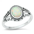 thumbnail image 1 of All In Stock White Simulated Opal Crafted Antique Swirls Ring Sterling Silver Size 7, 1 of 3