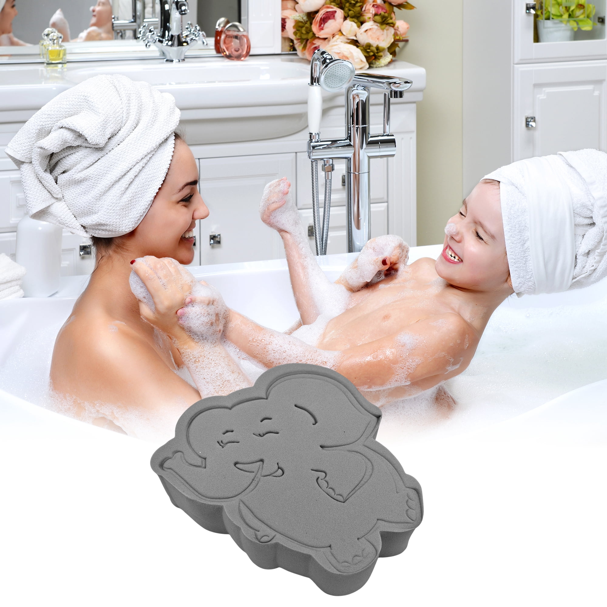Unique Bargains Elephant Bath Sponge Body Scrubber 1 Pc Gray