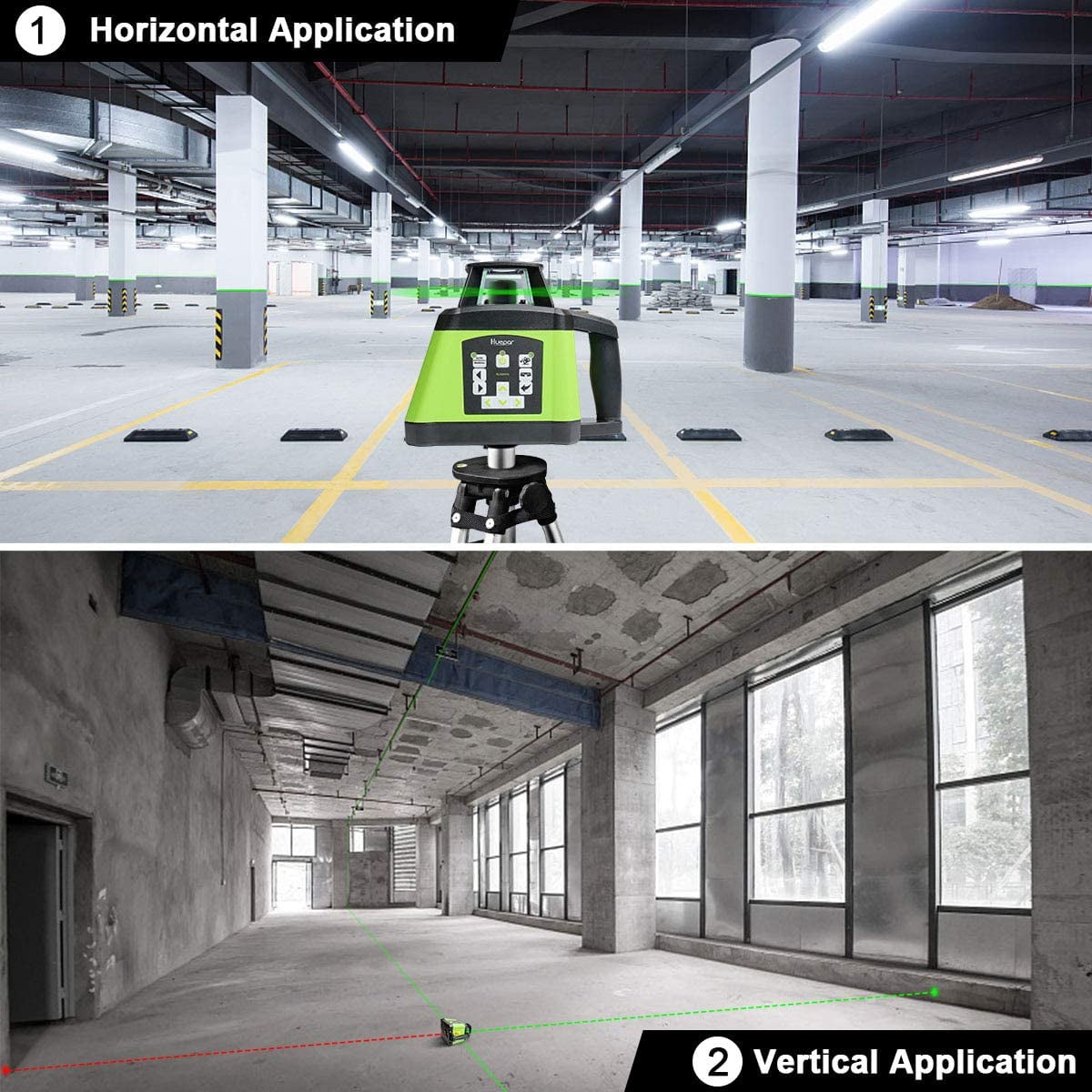 1640Ft/500M Self-Leveling Rotary Laser Level with Plumb Points, Green Rotary Laser Tool Kit with Receiver, Remote Control and Goggles