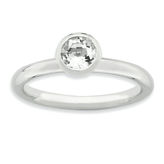 High 5mm Swarovski Sterling Silver April Ring