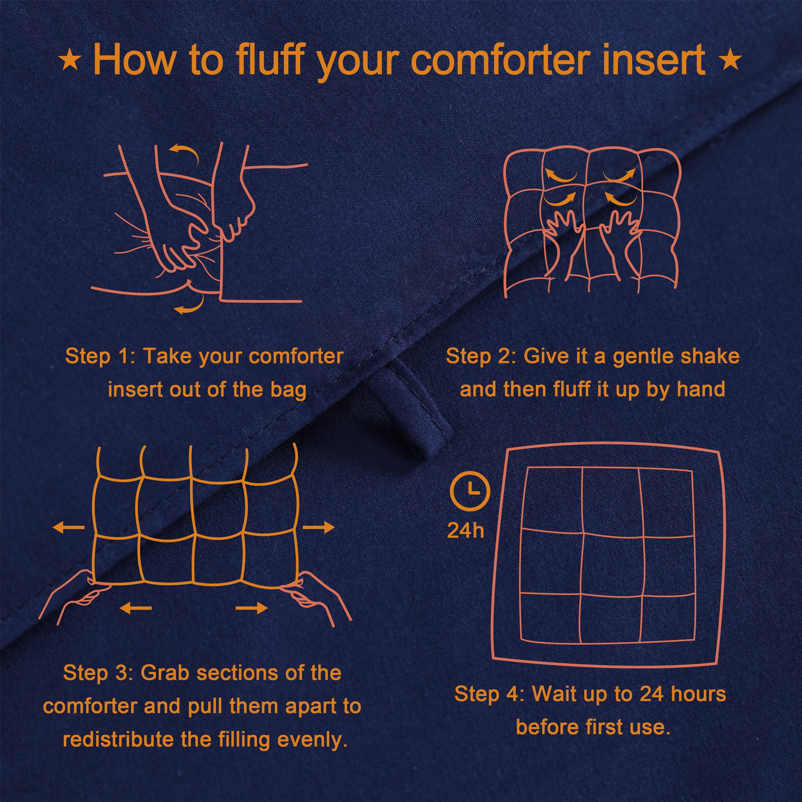 Ntbay King Size Down Alternative Comforter Duvet Insert, All Season Reversible Quilted Bedding with Corner Tabs, Breathable, 104x90 inches, Navy Blue