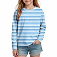 thumbnail image 2 of Ashirexll Girls Long Sleeve Shirts Gradient Striped Print Long Sleeve Casual Top for Big Girls 3-14 Years, 2 of 7