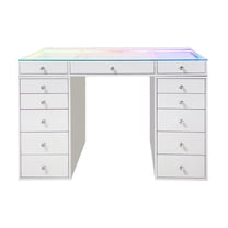 Impressions Vanity SlayStationLumina  Plus 2.0 Vanity Table with RGB Light, Clear Glass TableTop