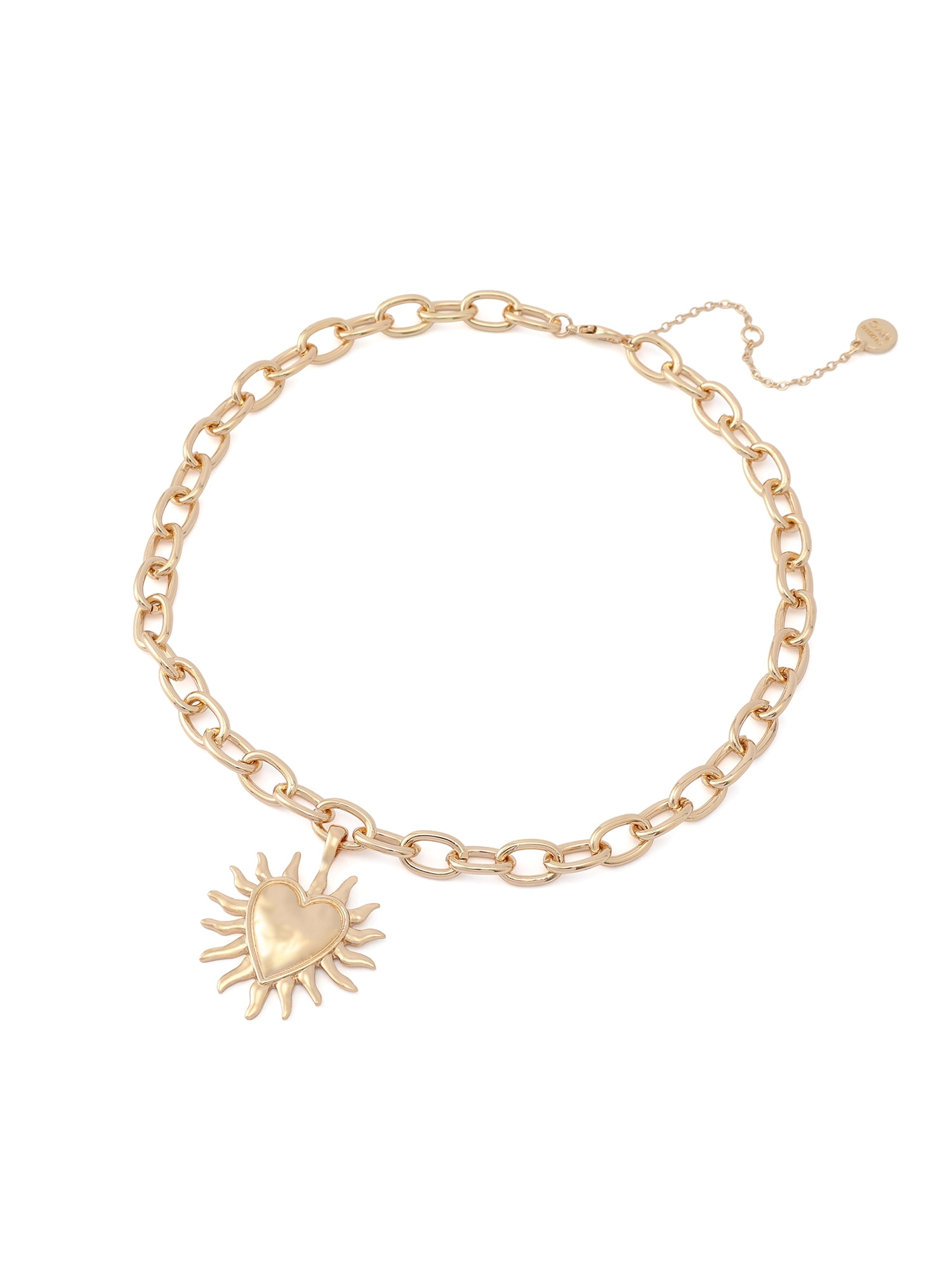 Madden NYC Women's Fashion Gold-Tone Heart-Sun Pendant Necklace