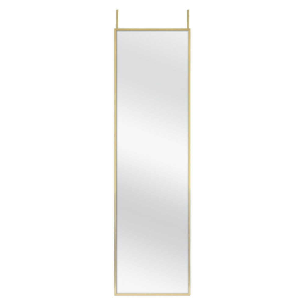 Better Homes & Gardens Brass Thin Metal OverTheDoor Mirror, 14.5x51