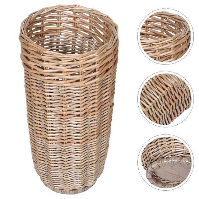 GAXIRE Golf Club Storage Basket Wicker Umbrella Stand Light Brown Rattan Organizer 1Pack
